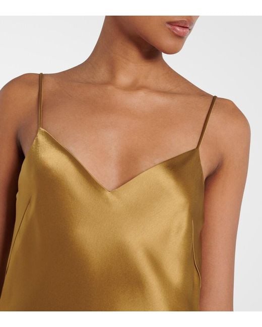 Galvan Metallic Provence Satin Slip Dress
