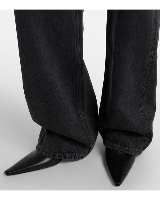 Saint Laurent Black Victoire 55 Leather Ankle Boots
