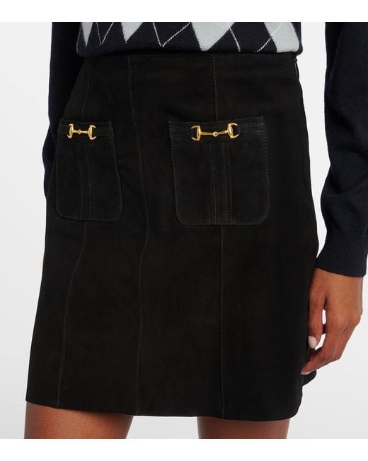 Rixo Black Wiley Suede Miniskirt