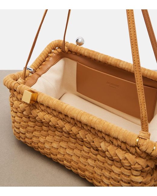 Jacquemus Natural Salon Woven Suede Clutch