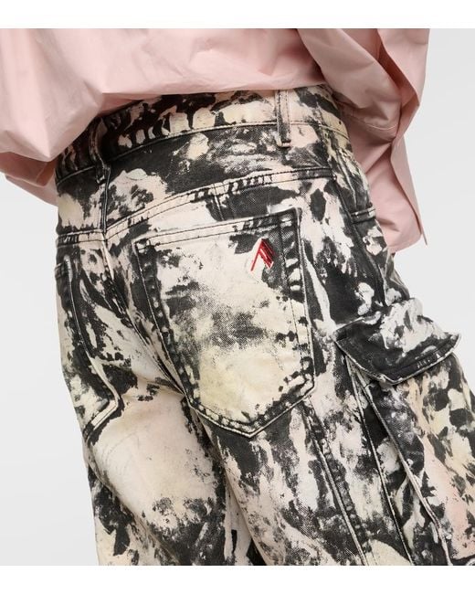 The Attico Metallic Bedruckte Cargohose Fern Aus Baumwolle