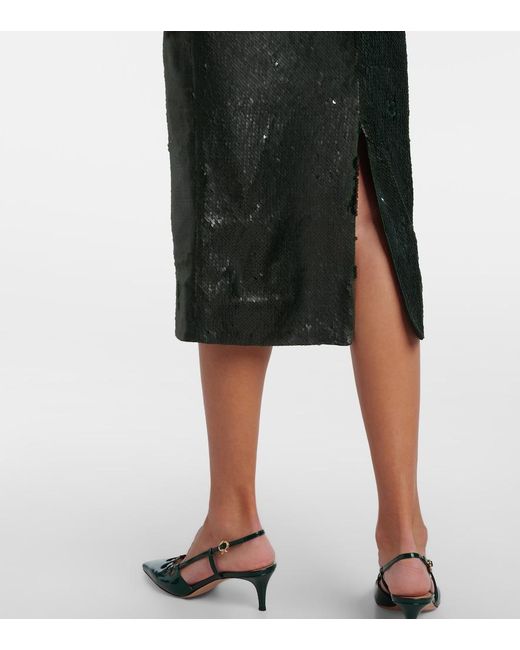 Emilia Wickstead Black Bethan Sequined Pencil Skirt
