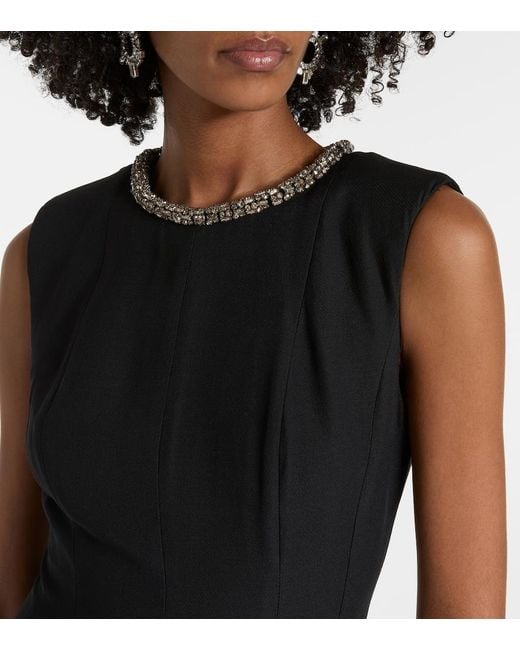 Roland Mouret Black Embellished Wool And Silk Midi Dress