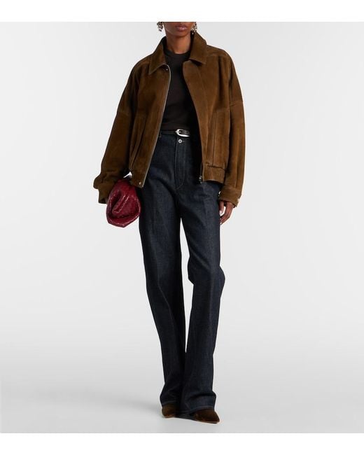 Nour Hammour Brown Dalma Suede Blouson Jacket
