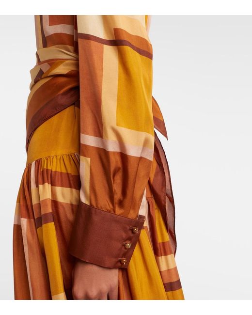 Zimmermann Orange Como Printed Silk Shirt Dress