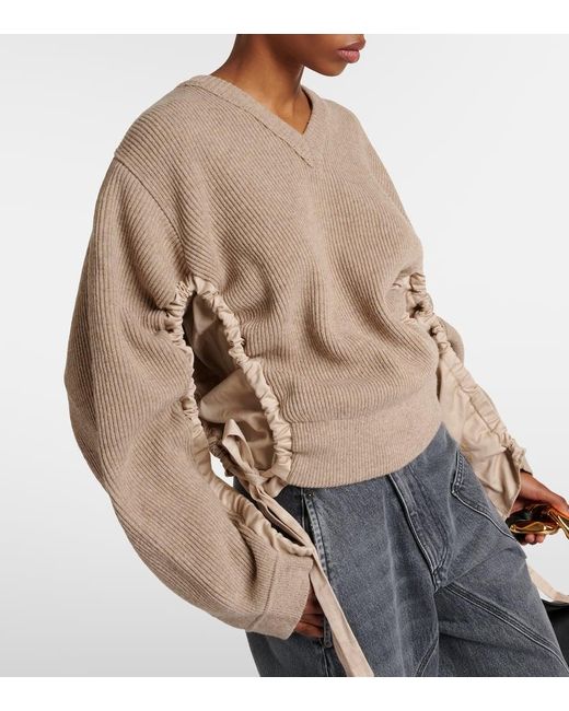Pullover oversize in misto lana di J.W. Anderson in Natural