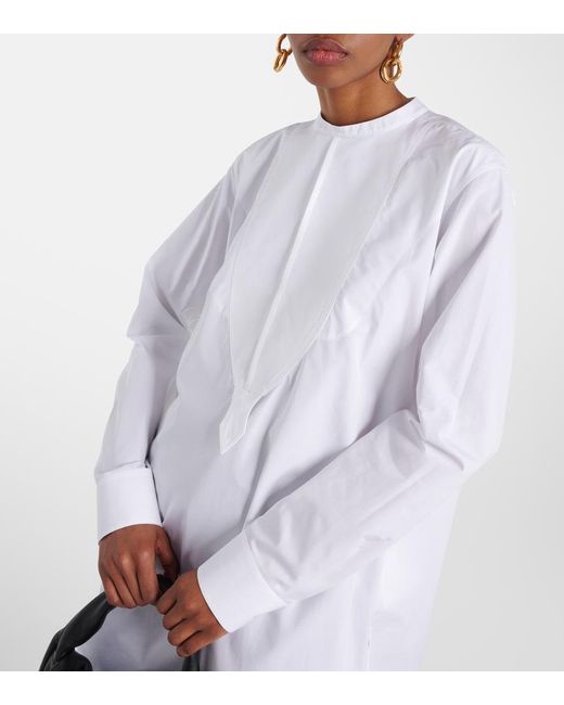 Jil Sander White Embroidered Cotton Poplin Blouse