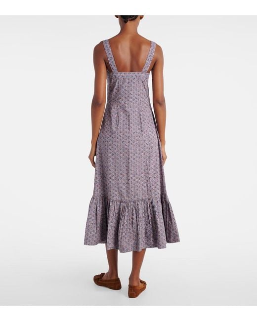 Polo Ralph Lauren Purple Floral Cotton Midi Dress