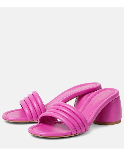 Gianvito Rossi Pink Malou Leather Mules