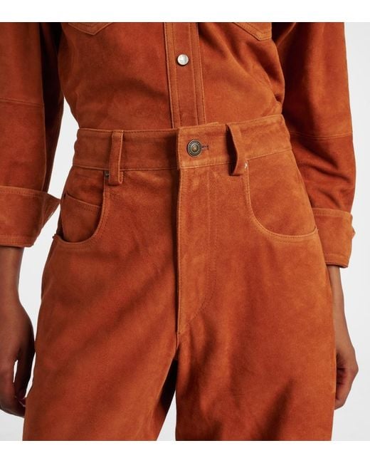 Isabel Marant Orange Darielle Suede Pants