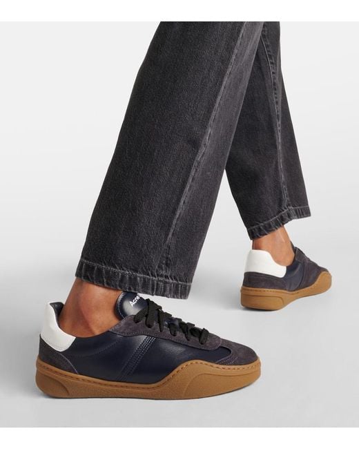 Acne Blue Sneakers Aus Leder Und Veloursleder