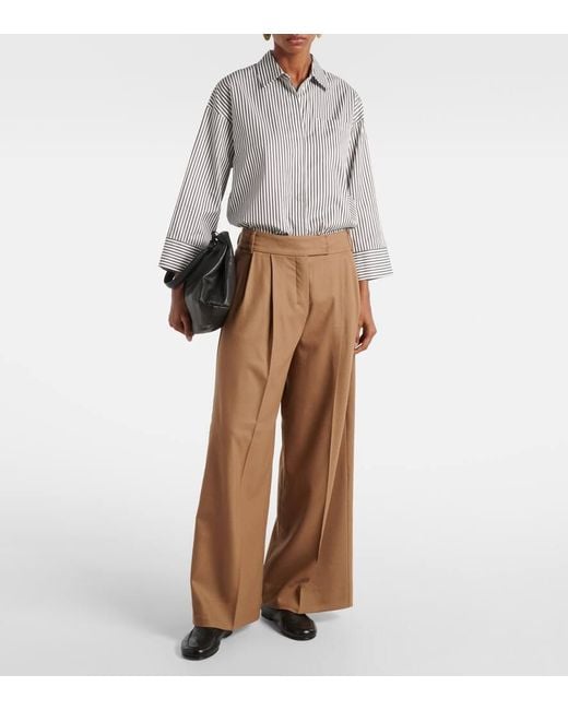 Max Mara Red Carmen Wool Flannel Wide-Leg Pants