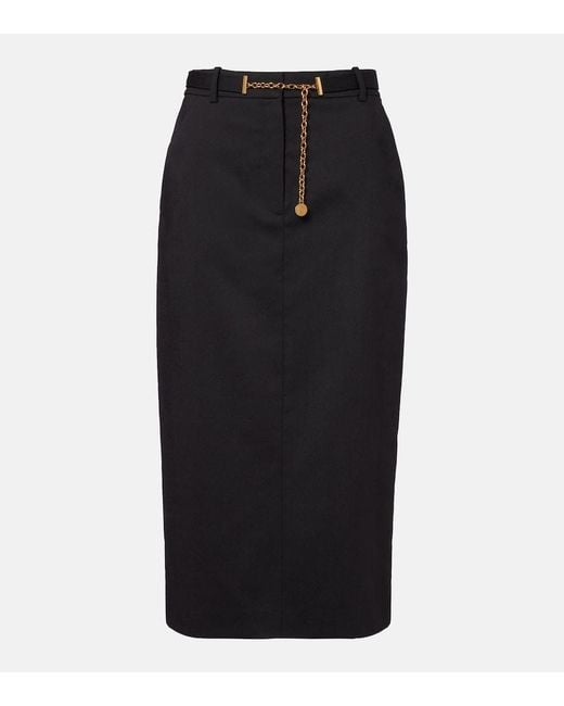 Veronica Beard Black Belted Wool Pencil Skirt