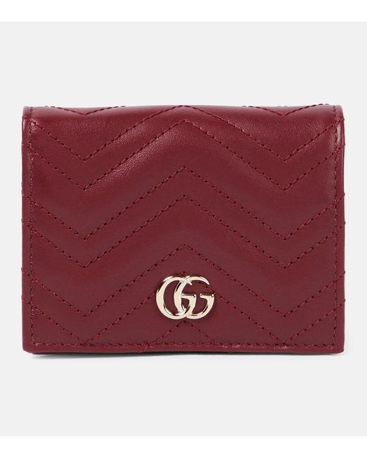 Gucci Red GG Marmont Leather Card Case