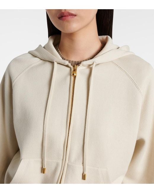 Loro Piana Natural Viera Cotton, Silk, And Cashmere Hoodie