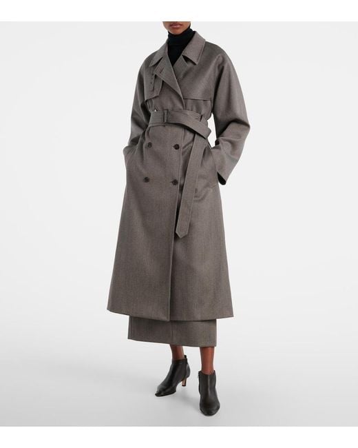 The Row Gray Rhydian Virgin Wool Gabardine Trench Coat