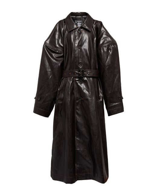 Y. Project Black Oversized Faux Leather Trench Coat