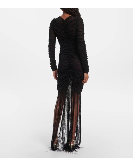 Khaite Black Guisa Fringed Silk-blend Maxi Dress