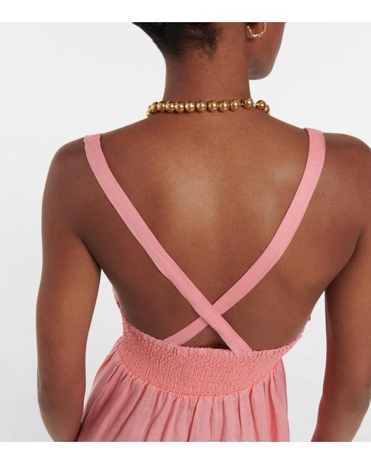 Heidi Klein Pink Rosa Polyantha Linen Maxi Dress