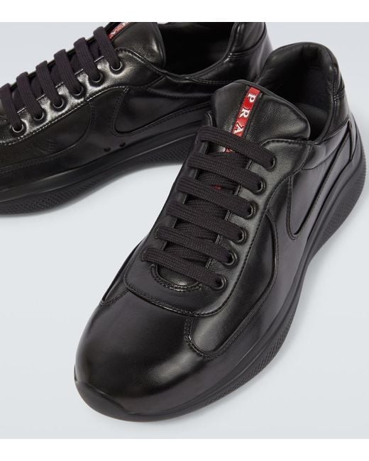 Prada Black America's Cup Leather Sneakers for men