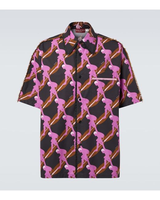 Camisa Bowling De Popelin De Algodon Estampada Gucci de hombre de color Multicolor