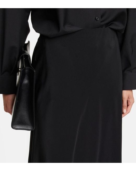 The Row Black Medela Silk Satin Midi Skirt