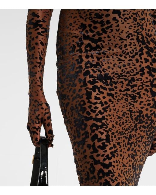 Alex Perry Brown Leopard-Print Corset Gown