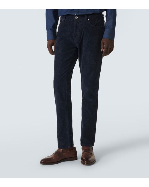 Etro Blue Printed Straight Jeans for men