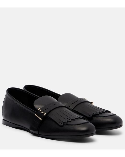 Max Mara Black Leather Lofaers