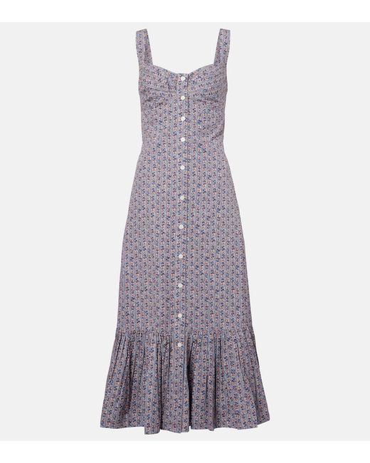 Polo Ralph Lauren Purple Floral Cotton Midi Dress