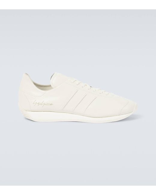 Y-3 White Country Leather Sneakers for men