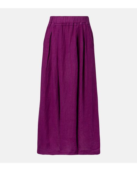 Velvet Purple Linda Linen Maxi Skirt