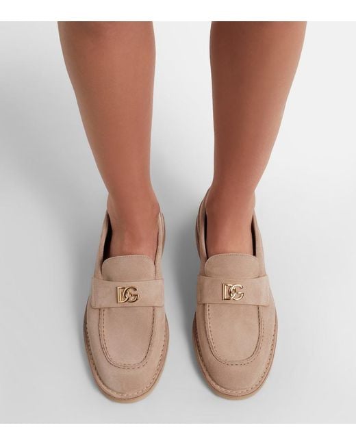 Dolce & Gabbana Pink Dg Suede Loafers