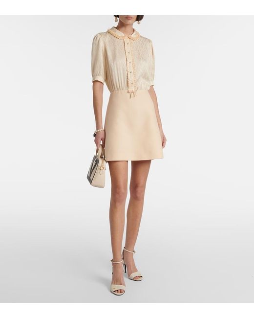 Valentino Natural Crepe Couture Toute La V Jacquard Minidress