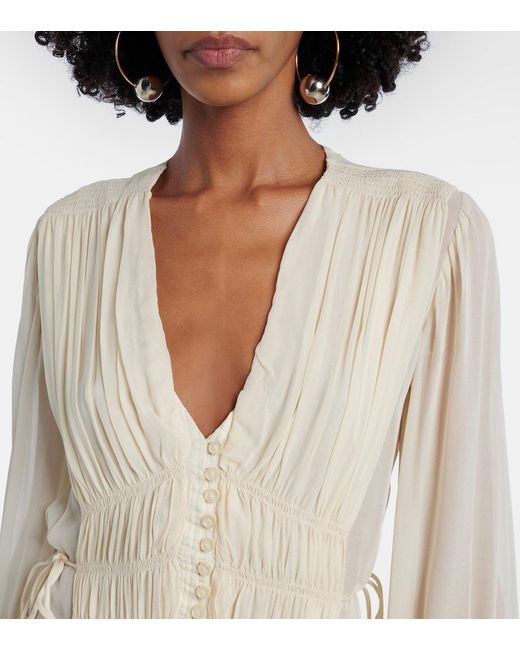 Isabel Marant Natural Briane Gathered Muslin Maxi Dress