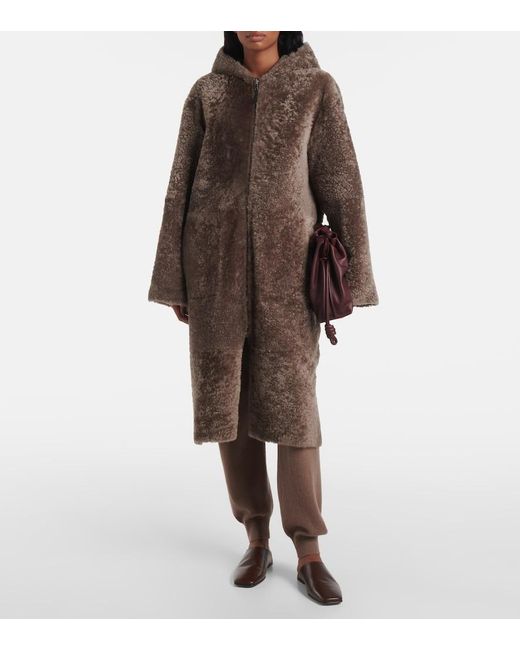 Joseph Brown Reversible Shearling And Leather Hooded Coat