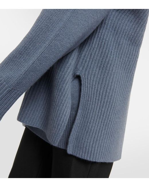 Joseph Blue Ribbed-Knit Cashmere Top