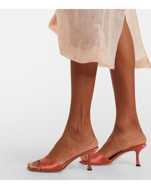 Jimmy Choo Pink Skye Satin Mules