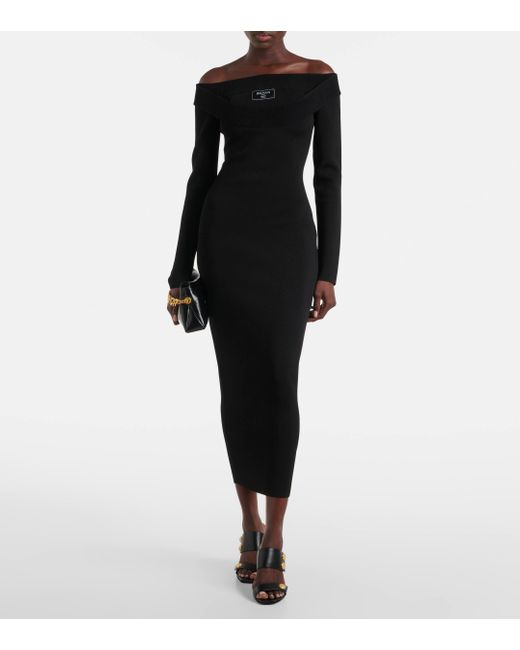 Balmain Black Knitted Maxi Dress