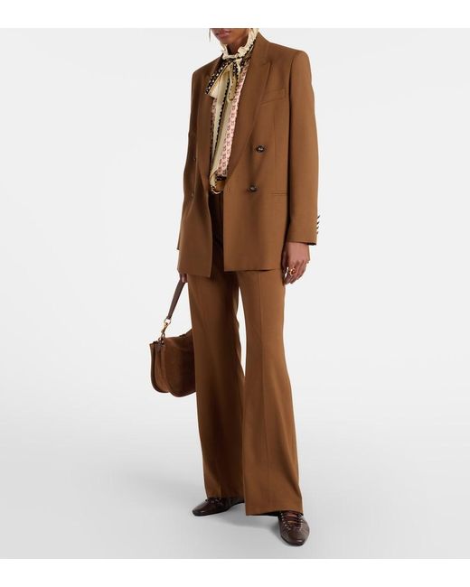 Etro Brown Double-Breasted Wool-Blend Blazer