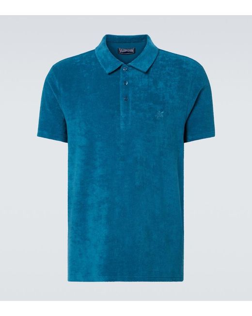 Vilebrequin Blue Cotton-Blend Terry Polo Shirt for men