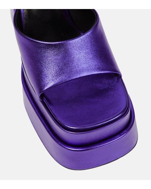 Versace Purple Medusa Aevitas Leather Platform Sandals