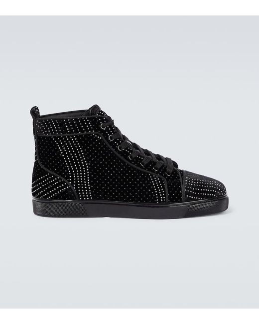 Christian Louboutin Black Louis Suede Embellished Sneakers for men