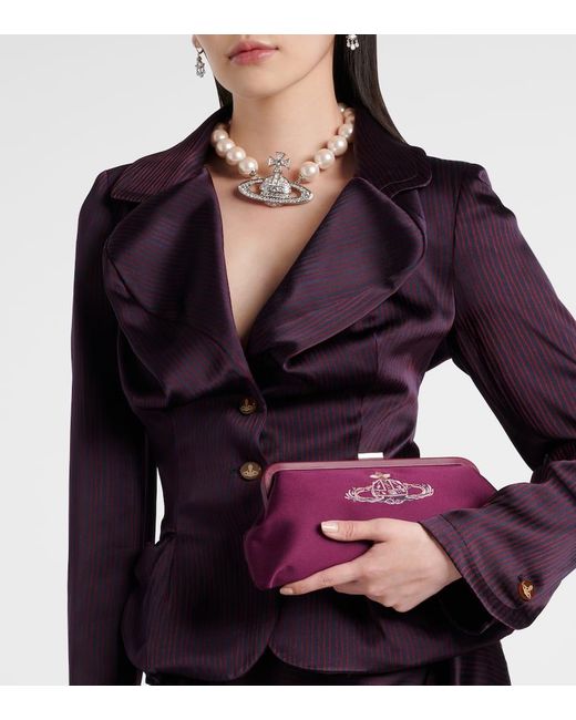 Vivienne Westwood Purple Bestickte Clutch Dorothy Aus Satin
