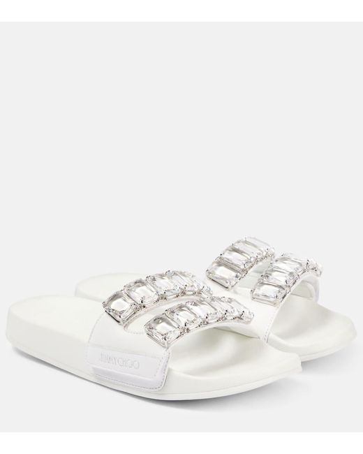 Sandalias Fitz Crystal De Piel Adornadas Jimmy Choo de color White