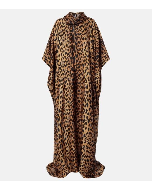 Gucci Brown Leopard-Print Silk Maxi Dress