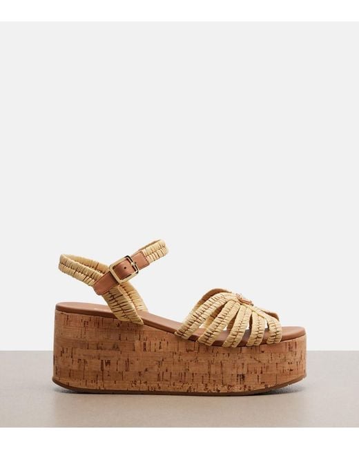 Prada Metallic Crochet Wedge Sandals