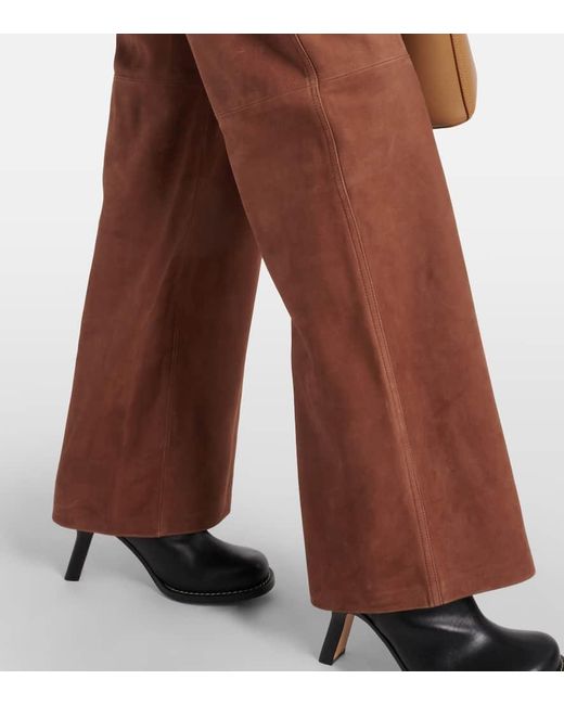 Pantalones anchos de ante de tiro alto Loewe de color Brown
