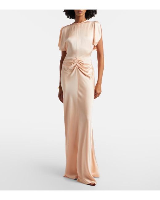 Victoria Beckham Pink Isabella Gathered Satin Gown