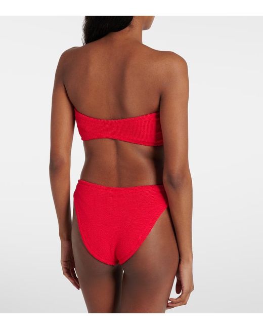 Hunza G Red Gloria Ring-detail Strapless Bikini